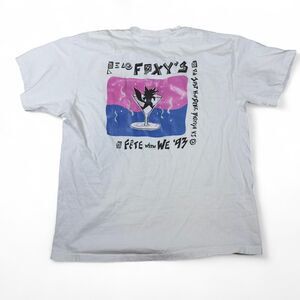Foxy’s New Years ’93 Tee Men’s L White Cotton Vintage Bar Graphic 90s Party